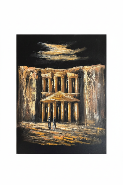 Petra Treasury at night fine art canvas on white background product photo