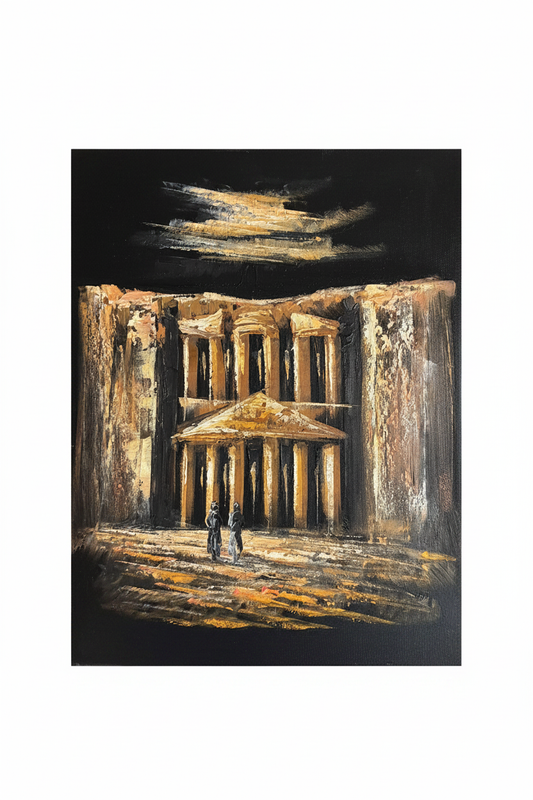 Petra Treasury at night fine art canvas on white background product photo