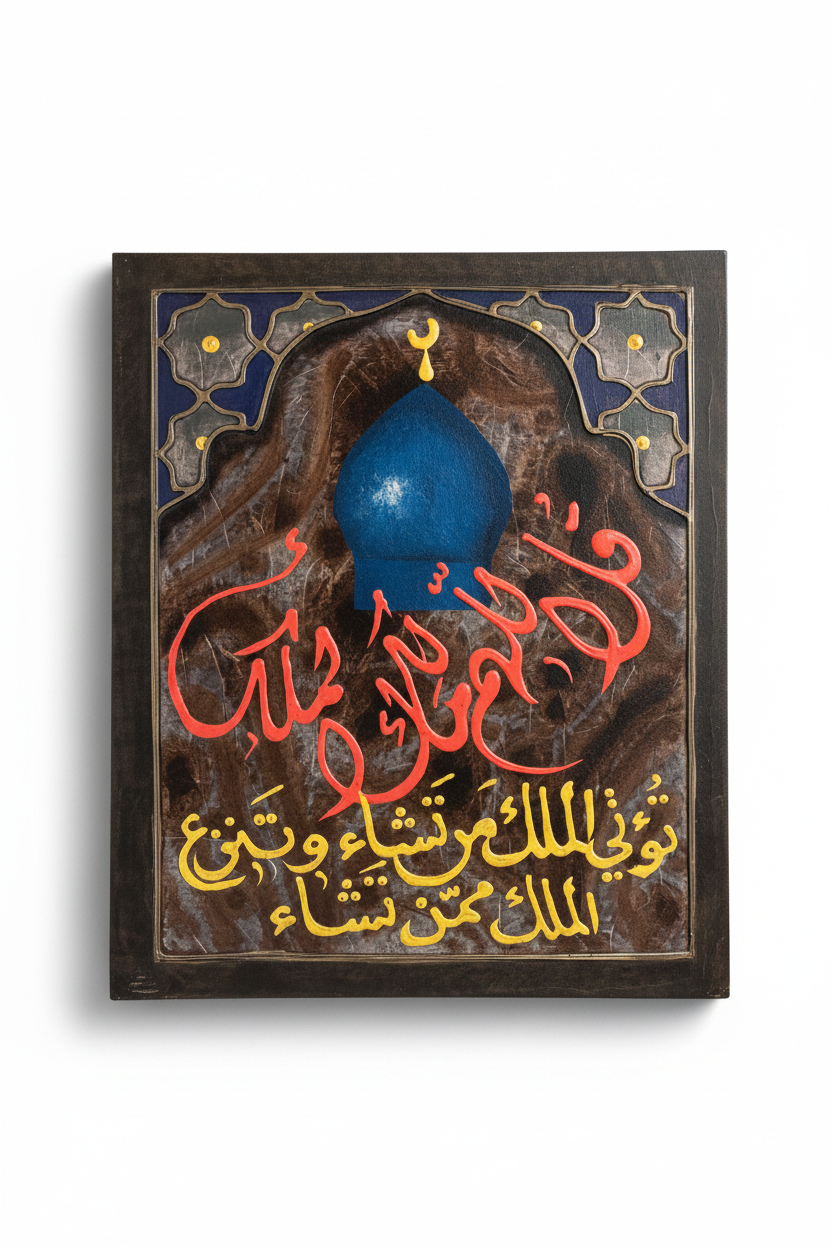 Qul Allahumma Malik al-Mulk Islamic calligraphy canvas art on white background with shadow – 19.69x15.75 inches no frame