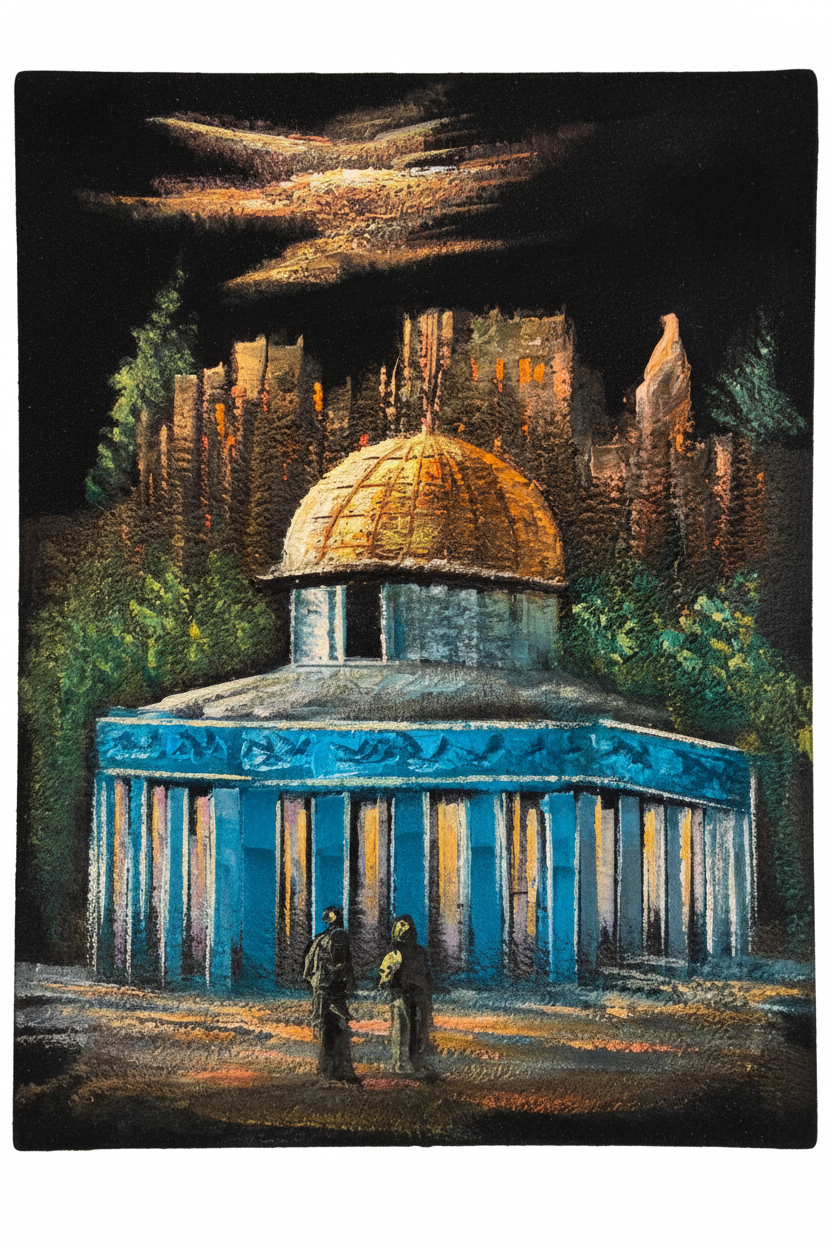 Dome of the Rock at night II fine art canvas on white background product photo