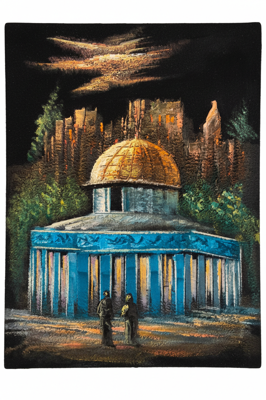 Dome of the Rock at night II fine art canvas on white background product photo
