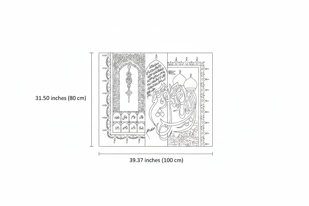 Dimension diagram showing 39.37 inches width x 31.50 inches height (100cm x 80cm)