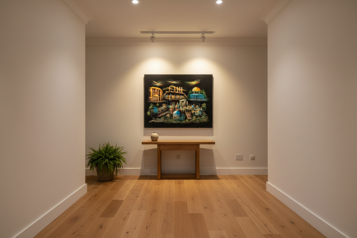 Holy Land Panorama oil painting displayed in an elegant hallway — 39.4 x 31.5 inch canvas wall art